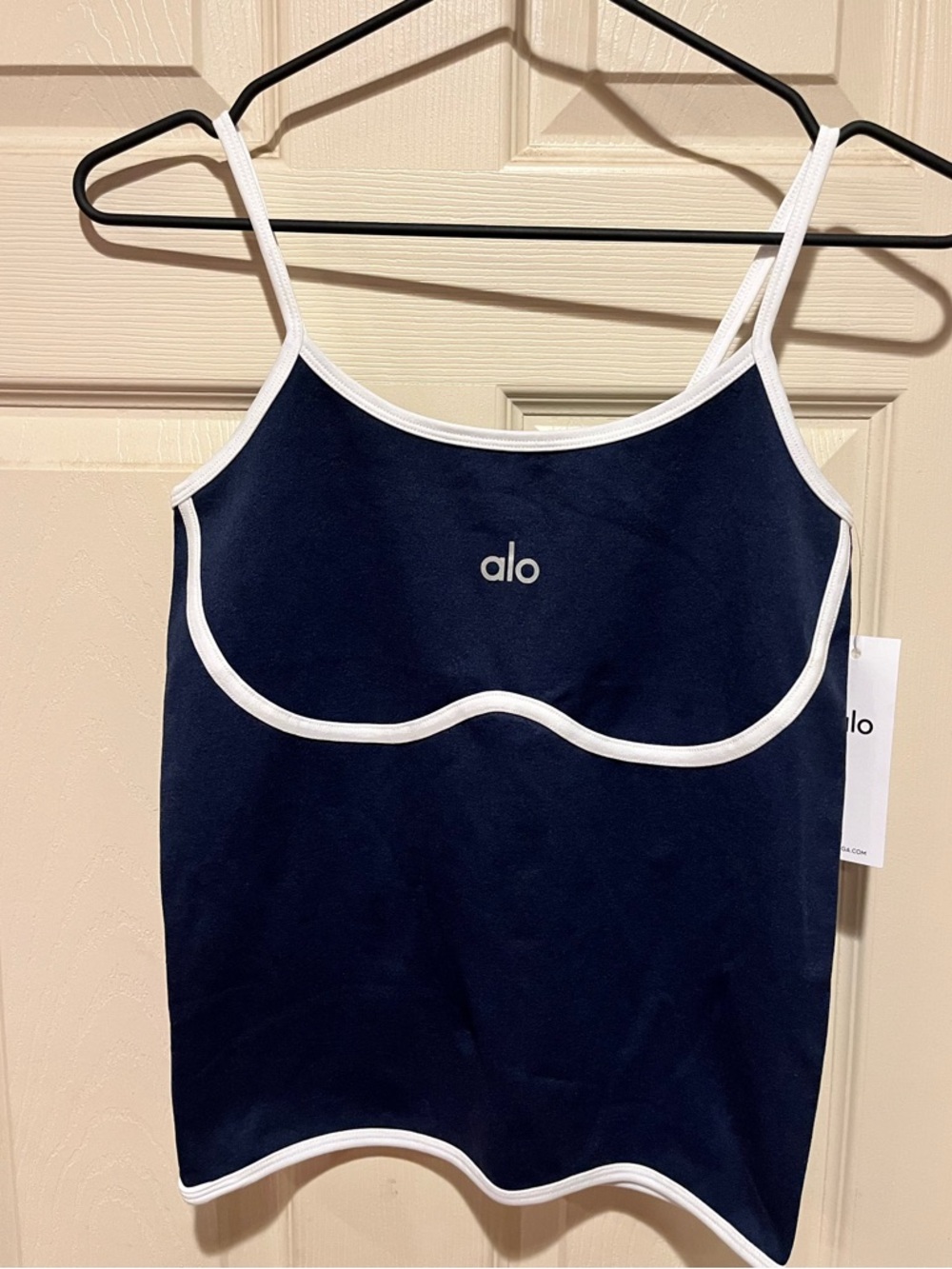 ALO Yoga Navy Blue and White Strappy Tank